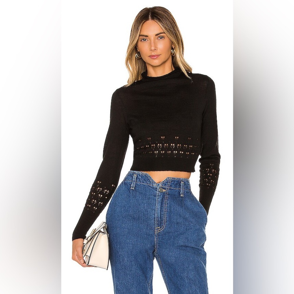 NWT 🖤🔥 MUST-HAVE!! 🔥🖤 REVOLVE X TULAROSA Kassidy Crop Sweater | Black | Small